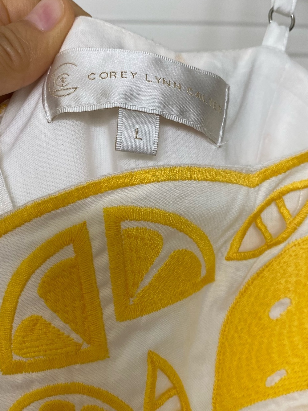 Corey Lynn Calter White Midi Dress with Yellow Lemon Embroidery - Picture 8 of 10